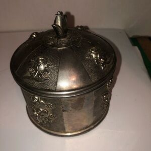 Vintage Silver Jewelry Box with Rose Design, silver plated zinc, Elegance